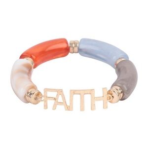 (24)New FAITH Resin Tubular MultiColor Stretch Bracelet